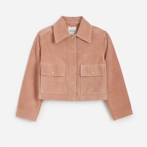 Madewell Women's Crop Chore Jacket in Suede leather size Large NWT